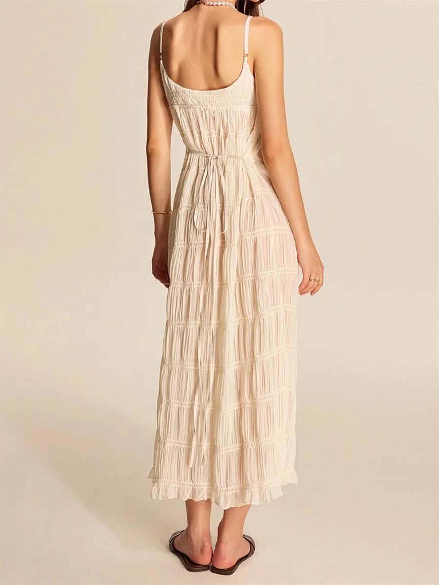 Hirigin Floral Maxi Dress With Ruffle Hem For Summer Party
