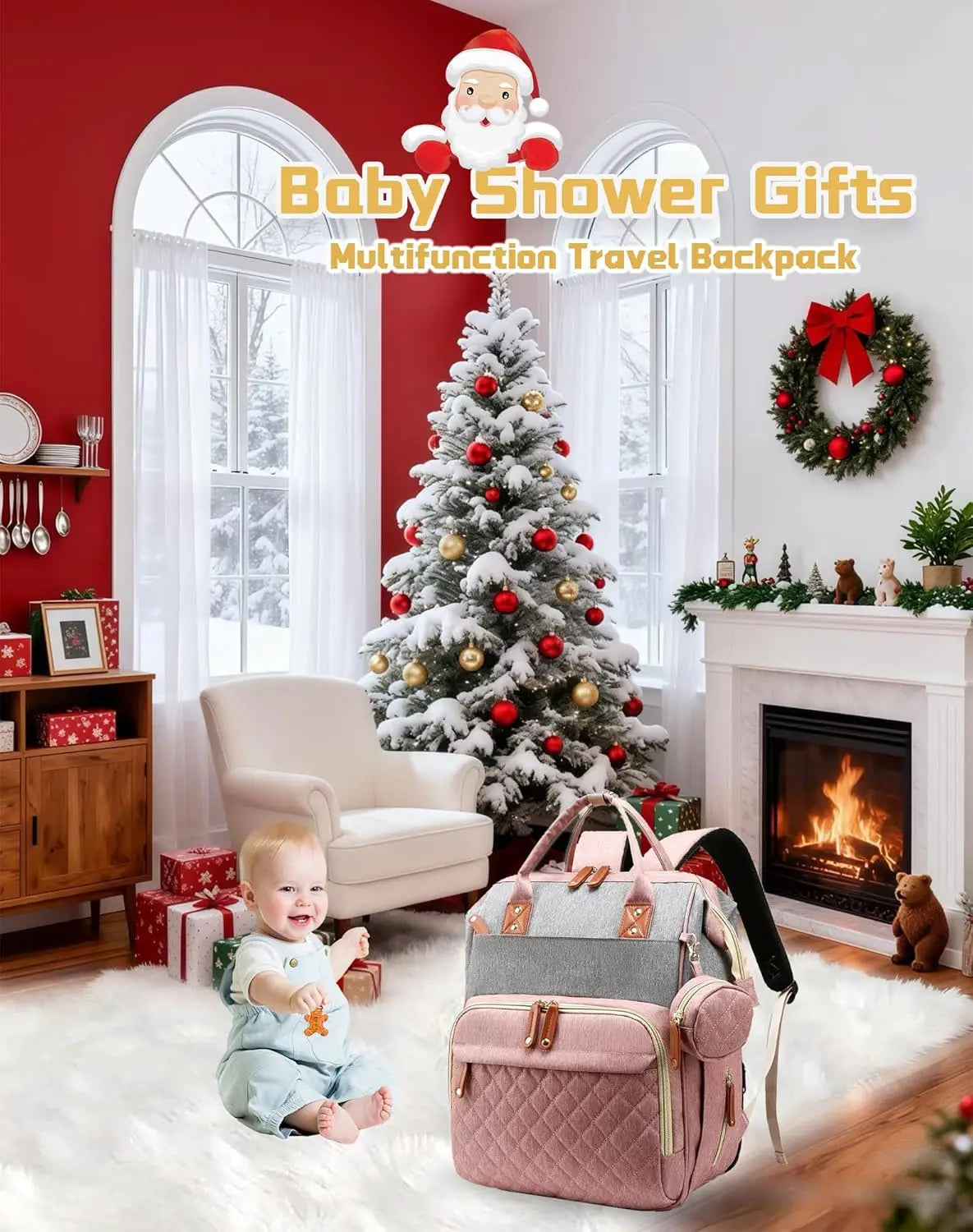 Waterproof Diaper Backpack With USB Port And Changing Pad Travel