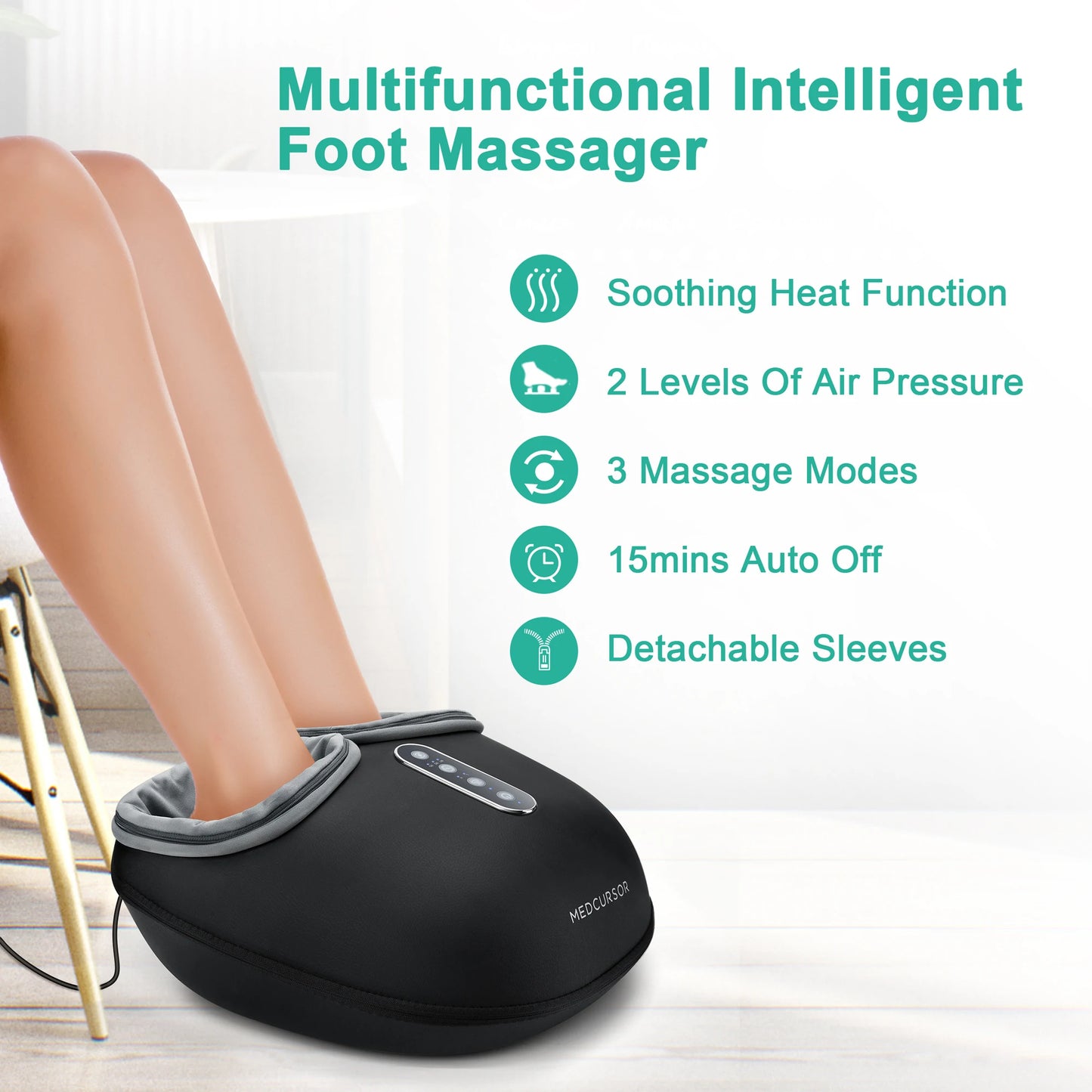 Medcursor Shiatsu Foot Massager With Heat Roller For Pain Relief And Relaxation