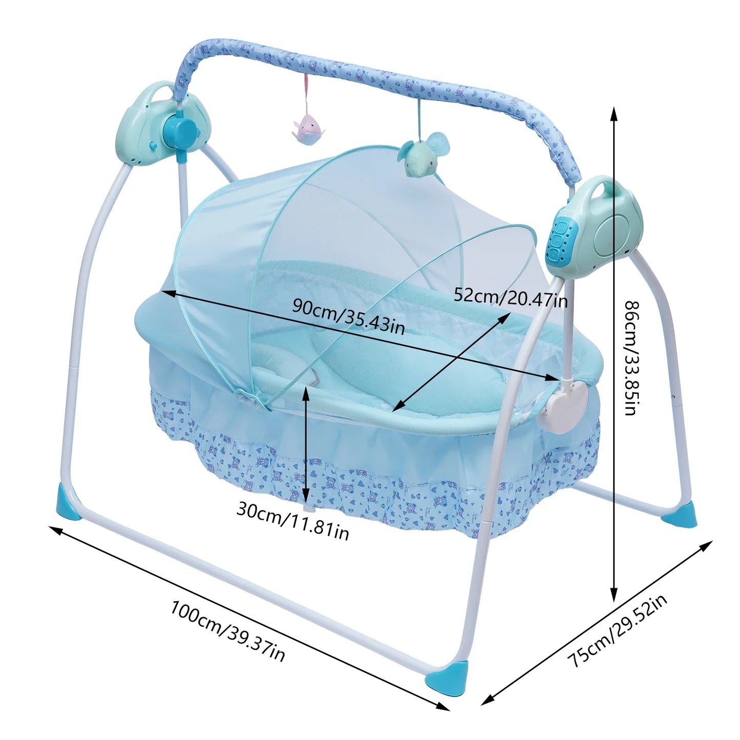 Electric Baby Crib Cradle Auto Swing Rocker With Five Gear Speed