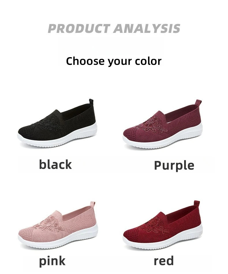 Womens Breathable Mesh Flats Slip On Casual Loafers Lightweight