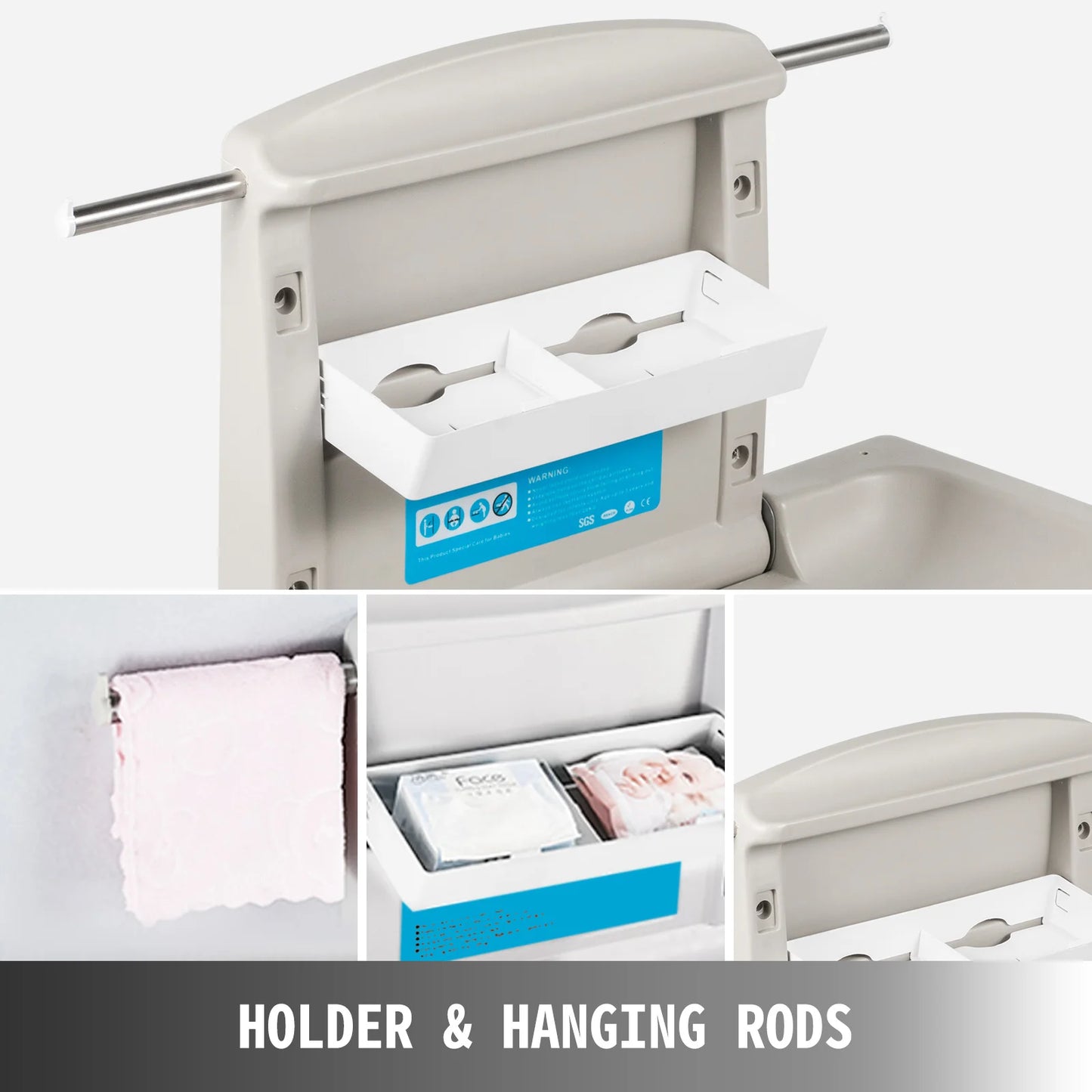 SucceBuy Wall Mounted Baby Changing Station For Commercial Restrooms
