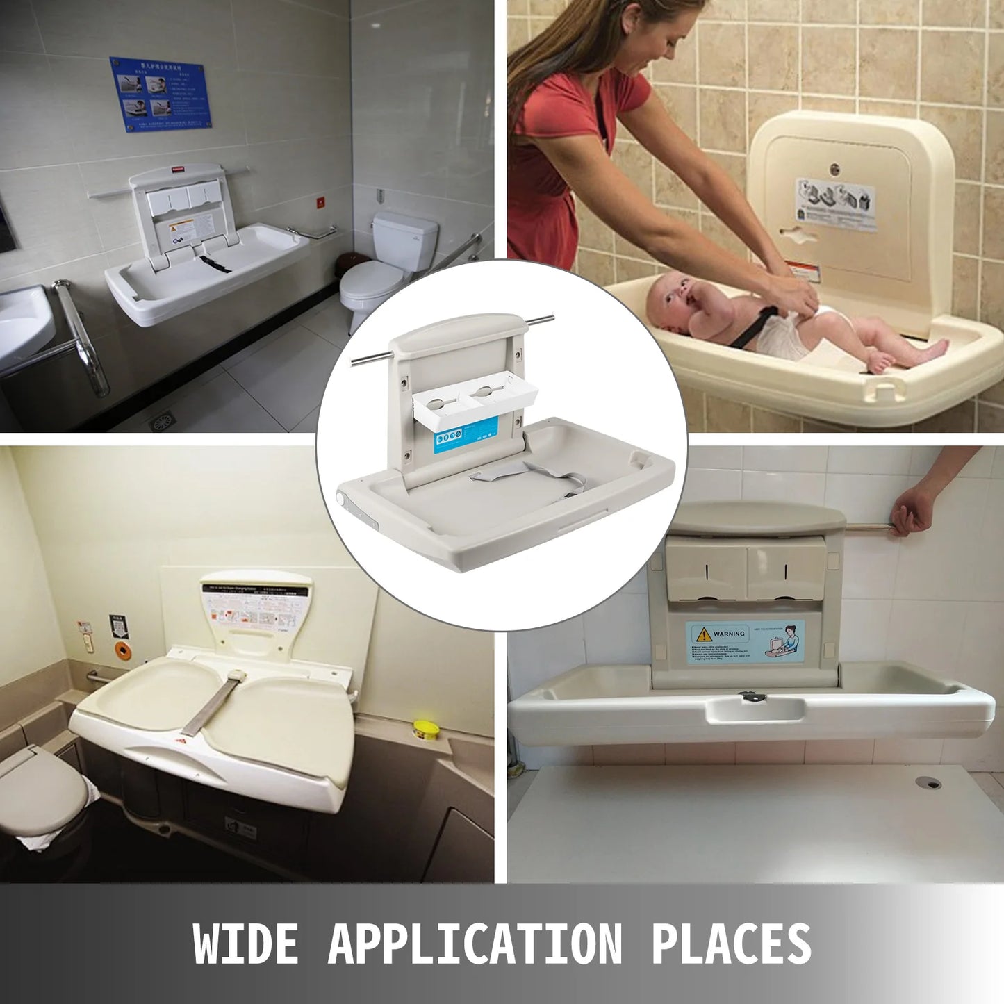 SucceBuy Wall Mounted Baby Changing Station For Commercial Restrooms