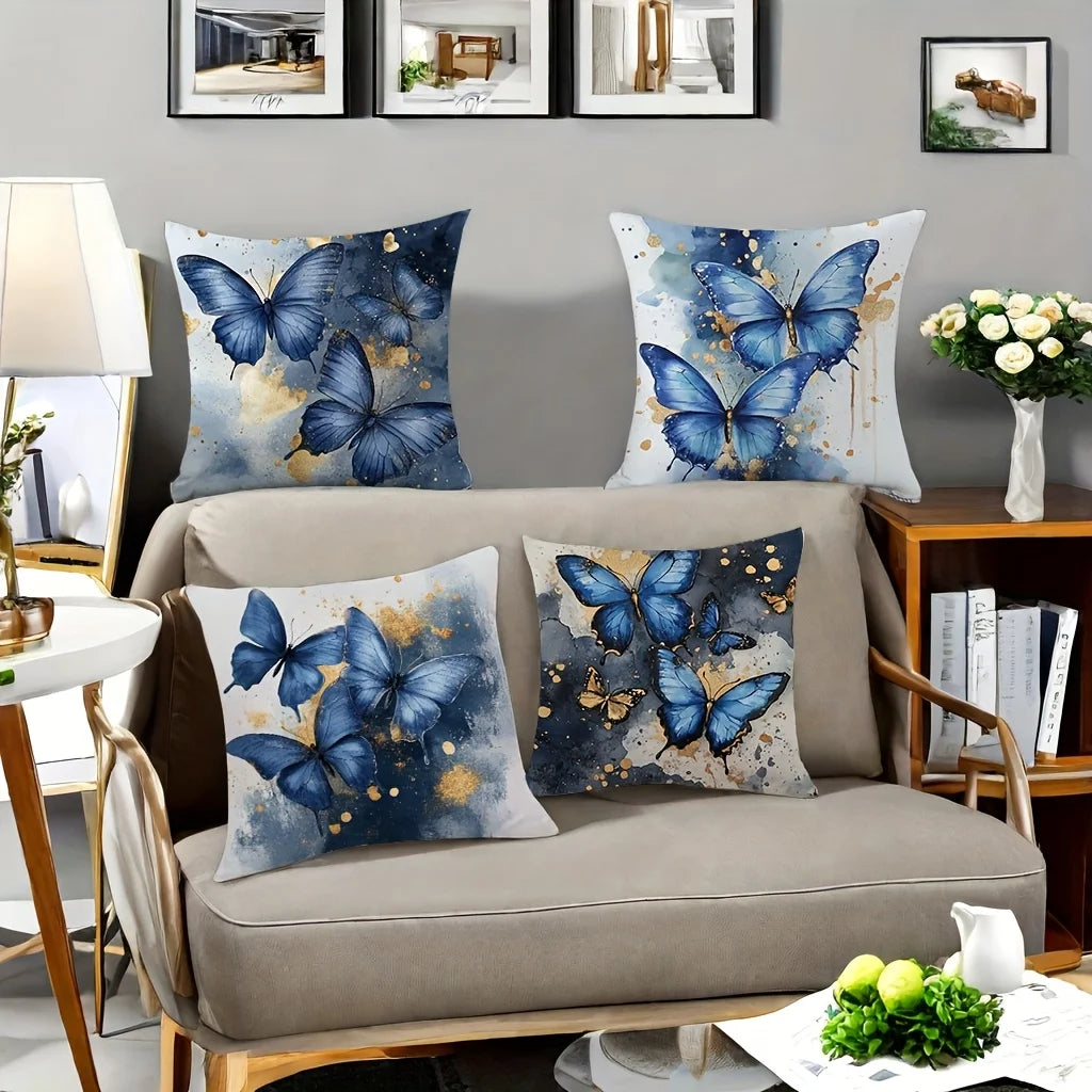 NONECN Velvet Butterfly Pillow Covers 4 Piece Set Home Decor