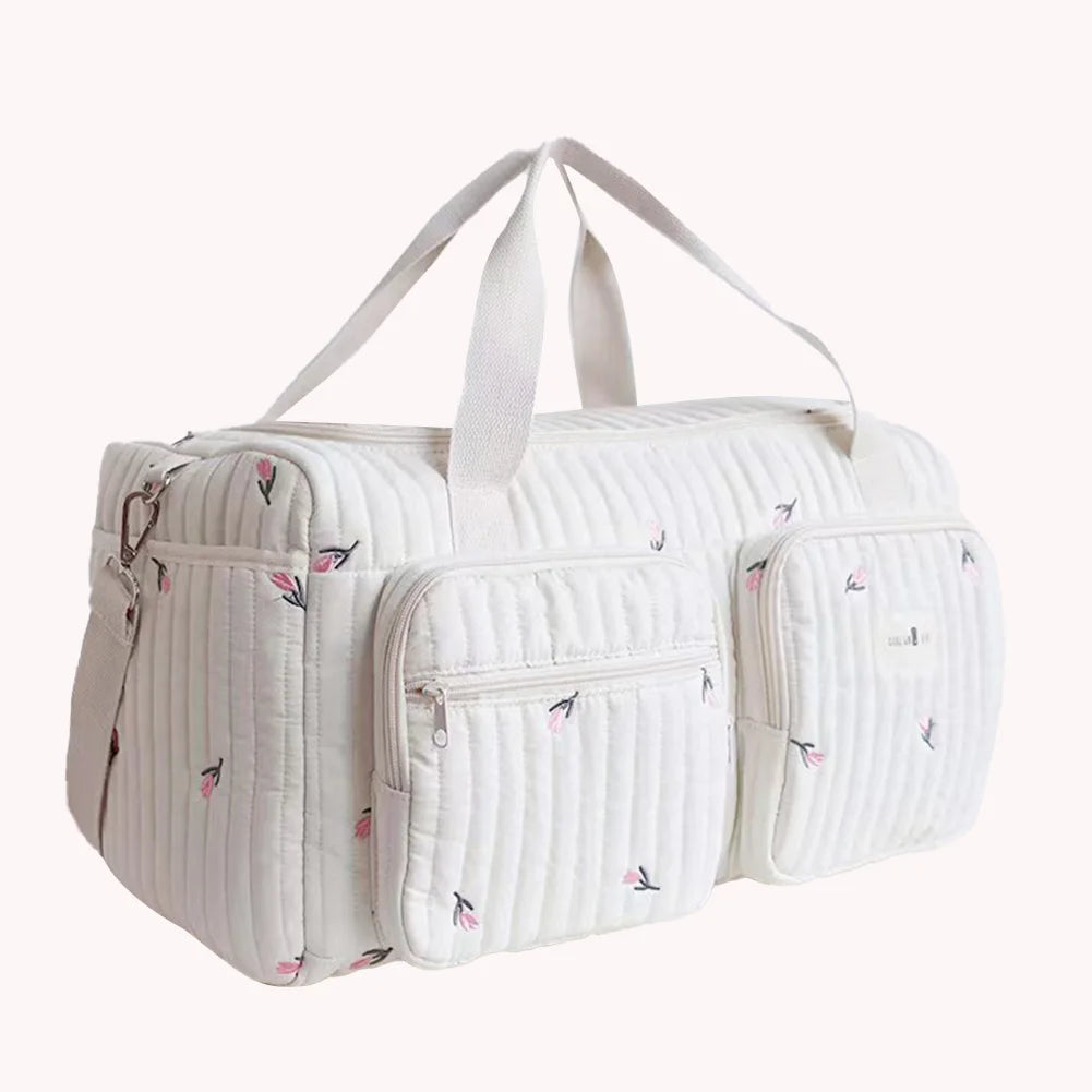 Quilted Baby Diaper Bag Large Capacity Weekender Travel Bag