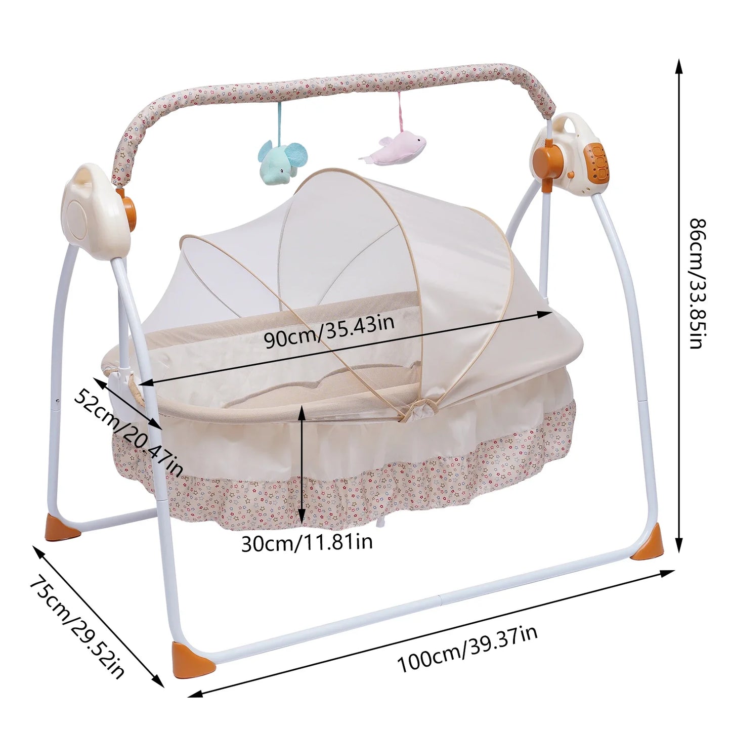 Electric Baby Crib Cradle Auto Swing Rocker With Five Gear Speed