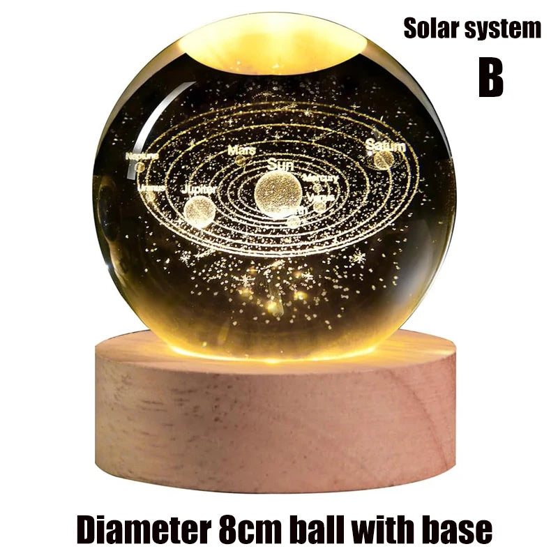 3D Galaxy Crystal Ball Night Light LED Lamp Saturn System