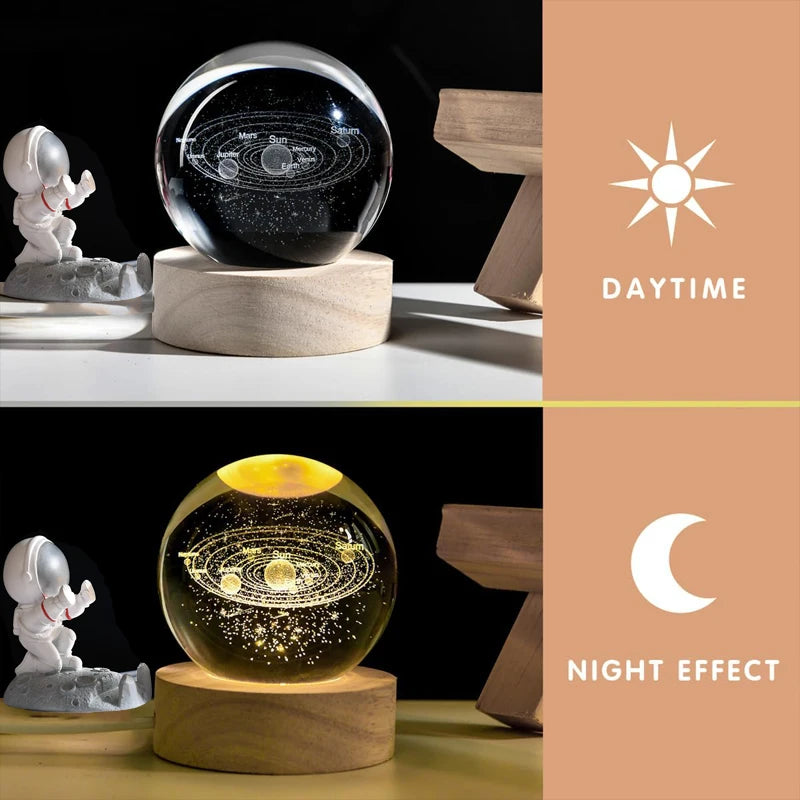 3D Galaxy Crystal Ball Night Light LED Lamp Saturn System