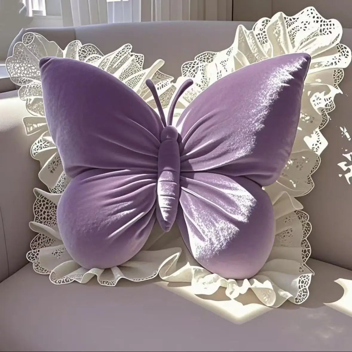 NONECN Princess Butterfly Office Pillow Cushion for Home Car Travel