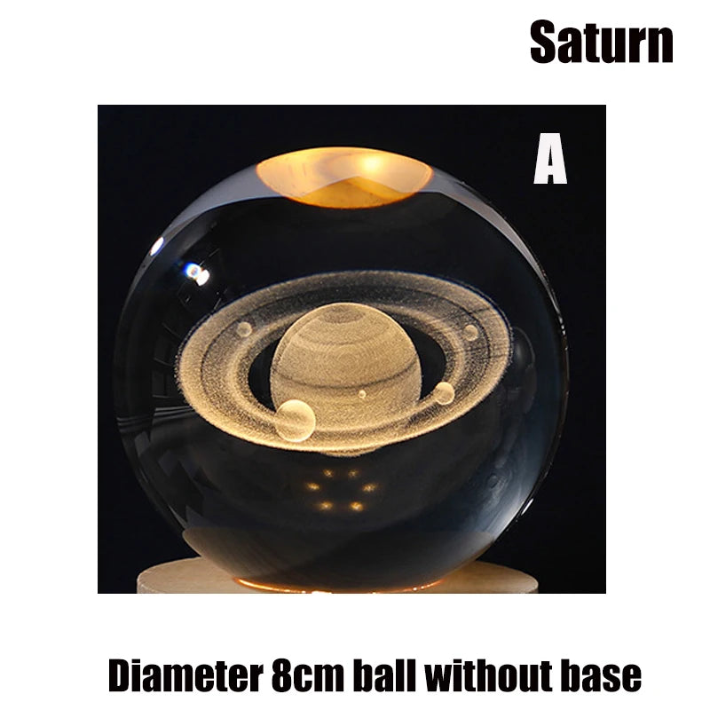 3D Galaxy Crystal Ball Night Light LED Lamp Saturn System