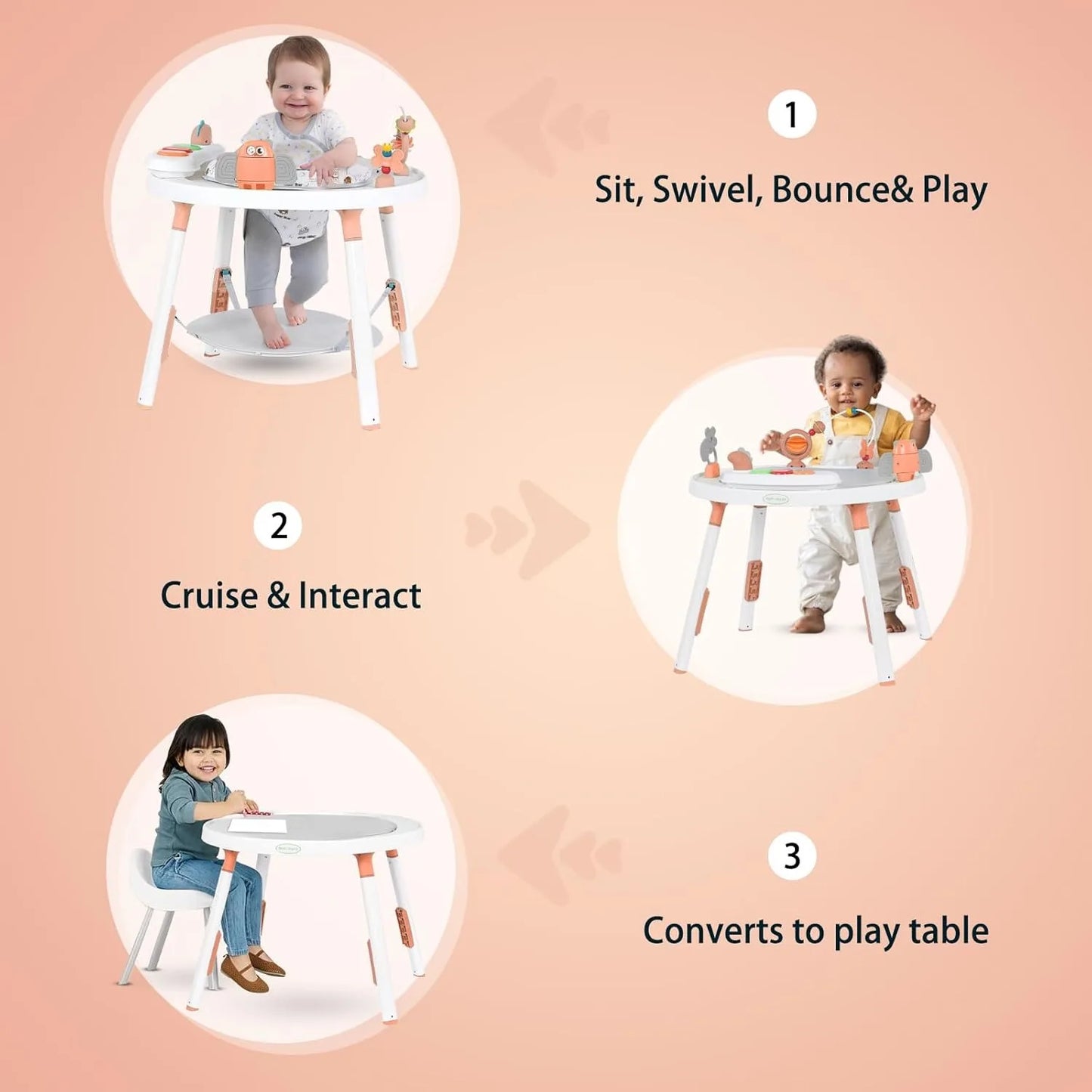 Ubravoo 3 In 1 Baby Activity Center Rotating Seat