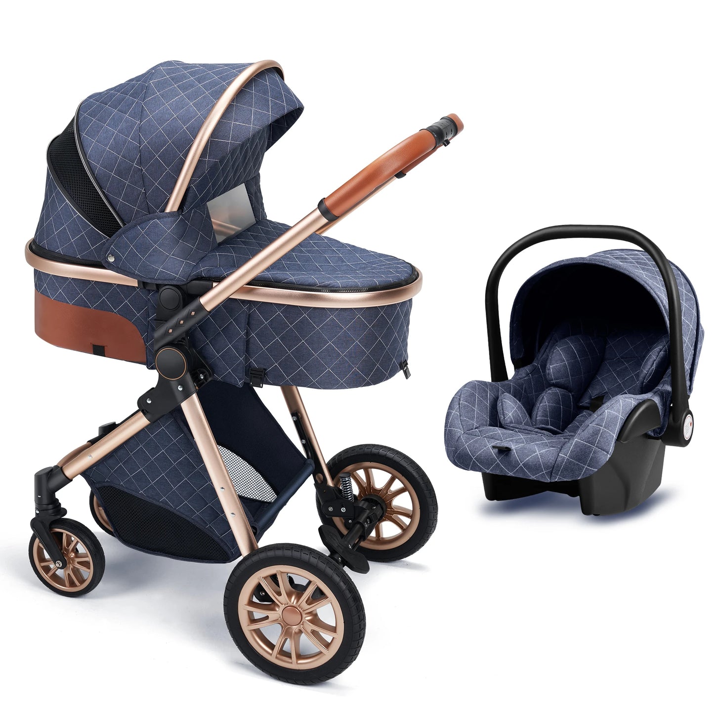 3 In 1 Luxury Pram High Landscape Stroller Reversible Seat
