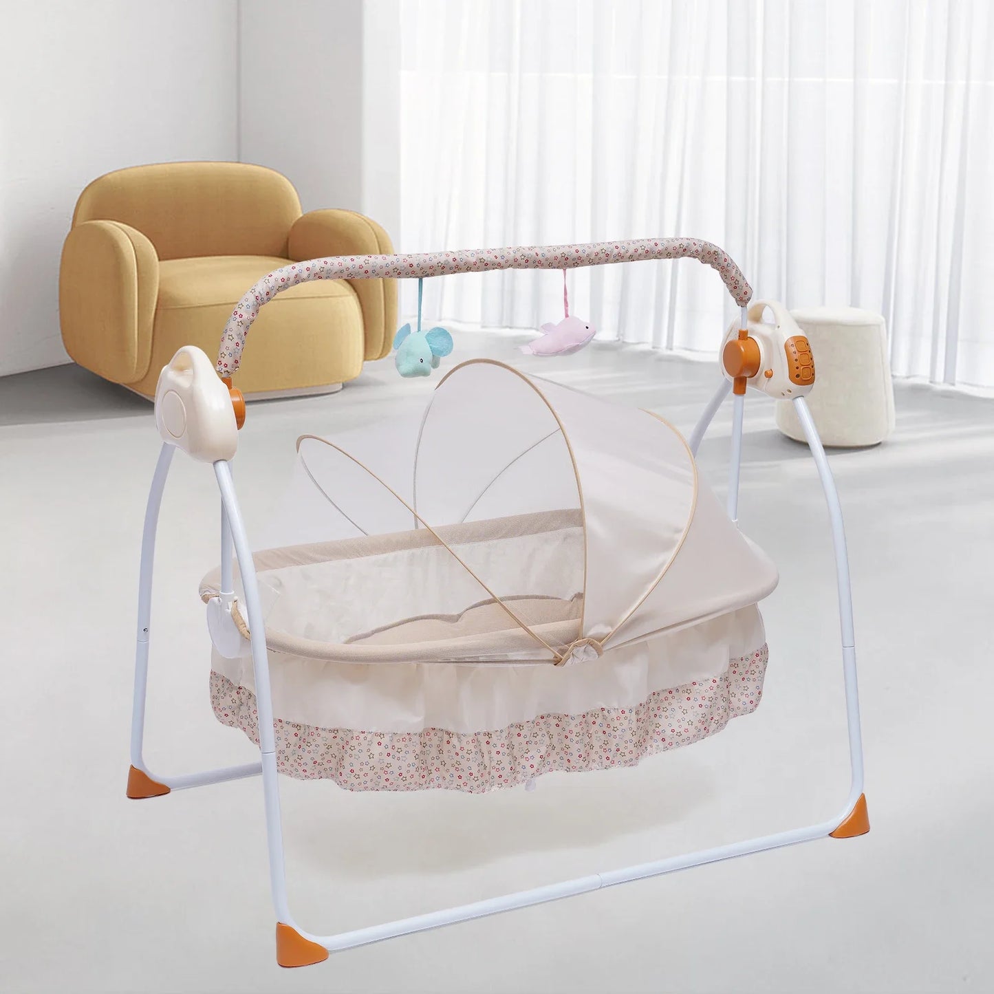 Electric Baby Crib Cradle Auto Swing Rocker With Five Gear Speed
