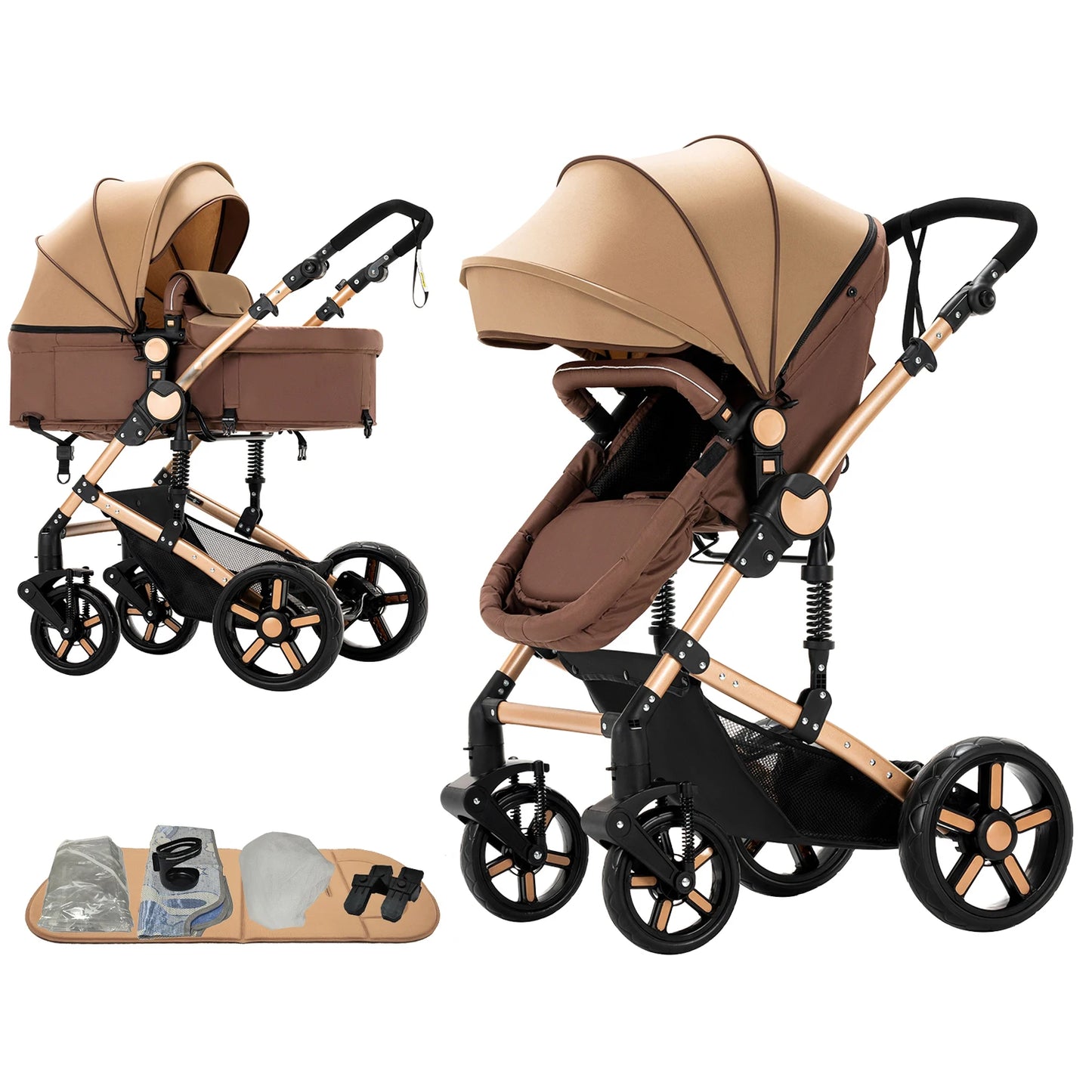 Baby Stroller 2 In 1 Foldable Portable Pushchair Carriage