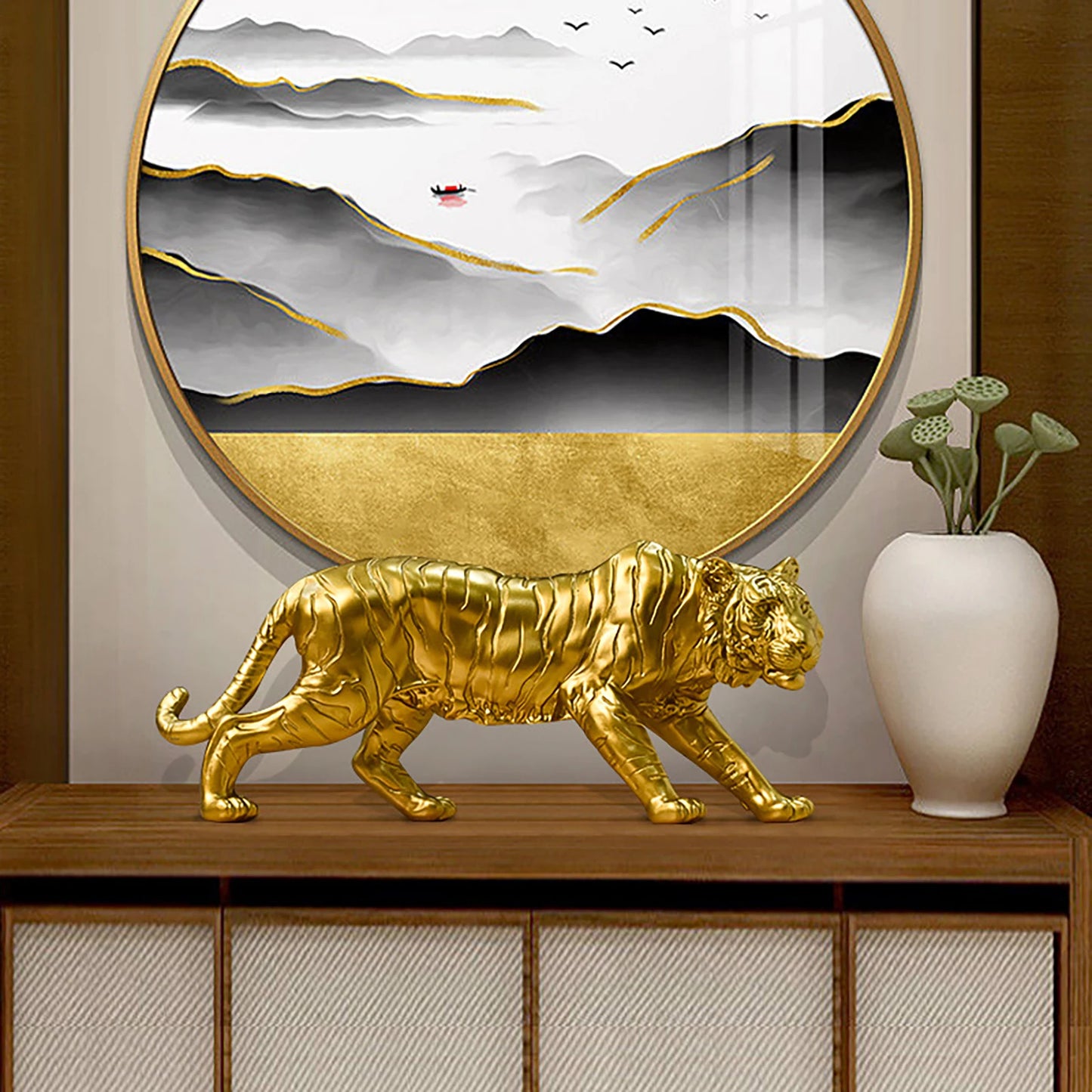 Shunmaii Resin Tiger Figurine Modern Home Decor Sculpture