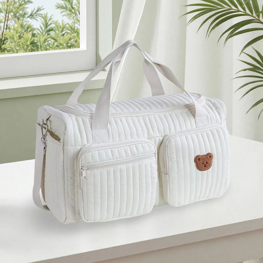 Quilted Baby Diaper Bag Large Capacity Weekender Travel Bag