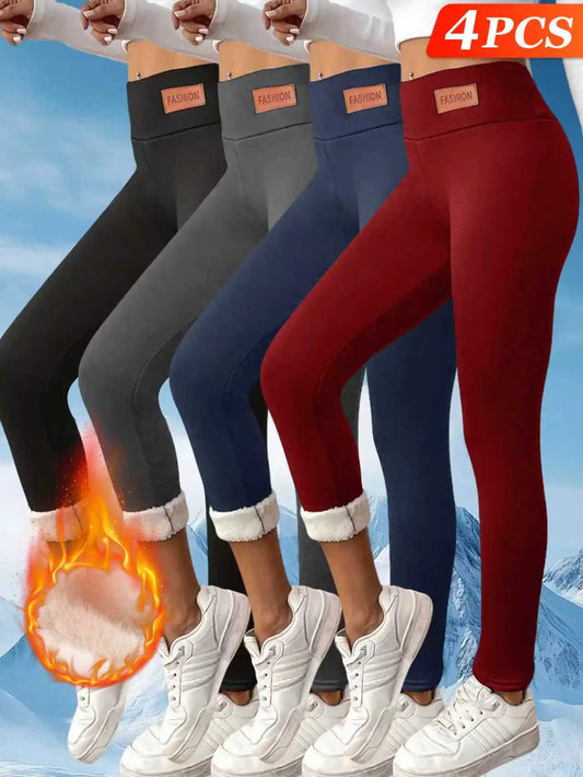 4 Pack Winter Warm Leggings For Women High Waist Fleece Lined