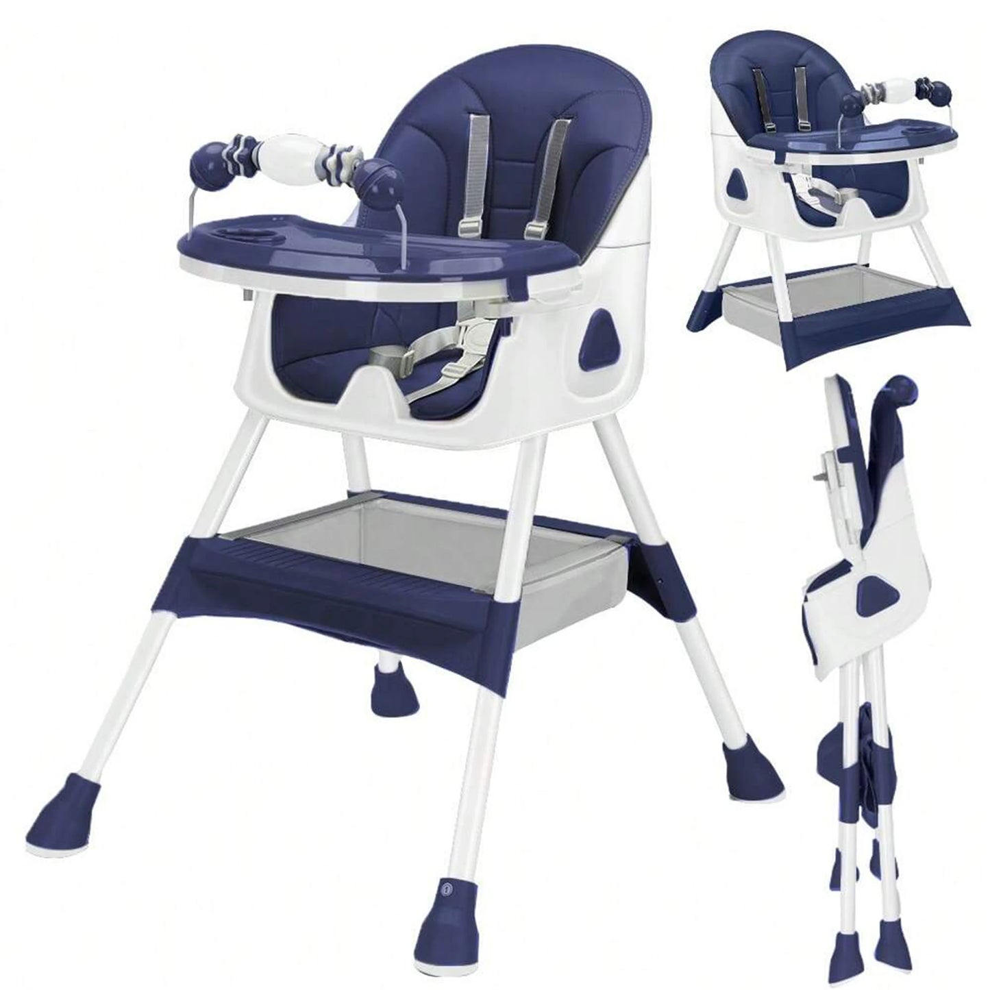 PIORLADO Folding Baby High Chair With Antislip Pad Toy Rack