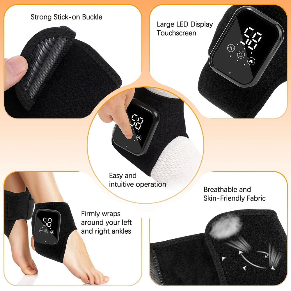 PastSky Electric Heating Ankle Guard 3 Levels Hot Compress Massager