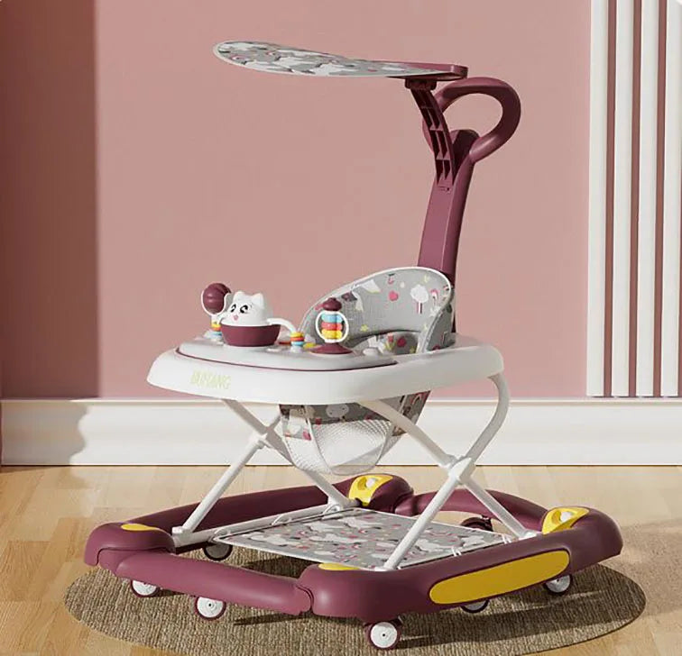 Multi Functional Baby Walker With Awning Anti-Rollover