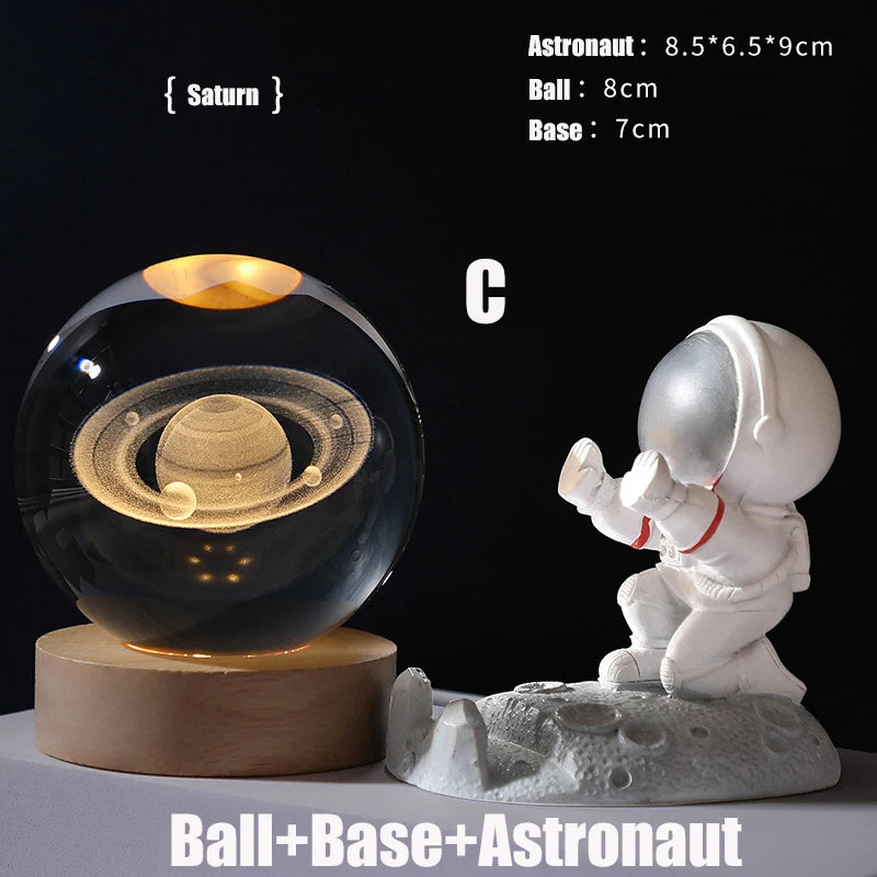 3D Galaxy Crystal Ball Night Light LED Lamp Saturn System