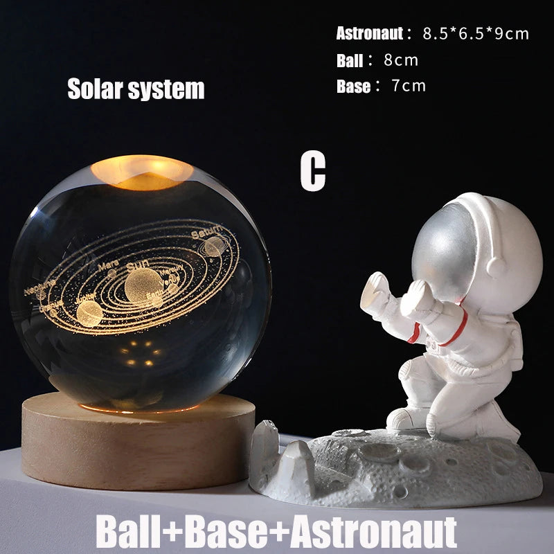 3D Galaxy Crystal Ball Night Light LED Lamp Saturn System