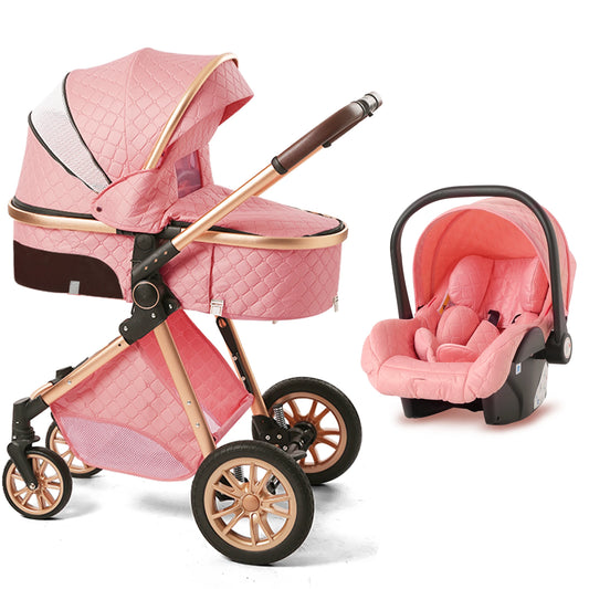 3 In 1 Luxury Pram High Landscape Stroller Reversible Seat