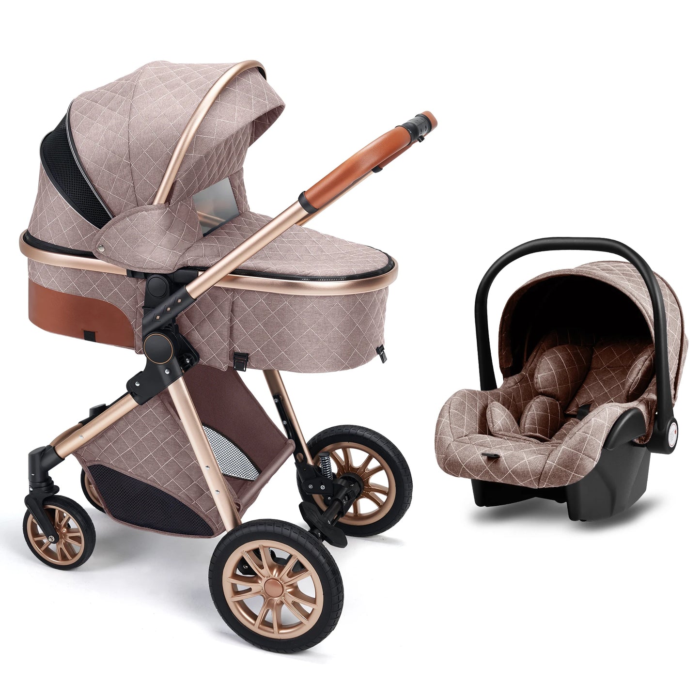 3 In 1 Luxury Pram High Landscape Stroller Reversible Seat