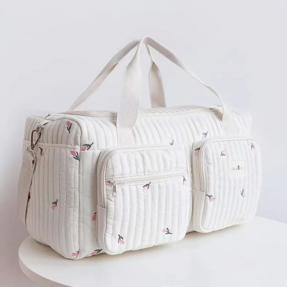 Quilted Baby Diaper Bag Large Capacity Weekender Travel Bag