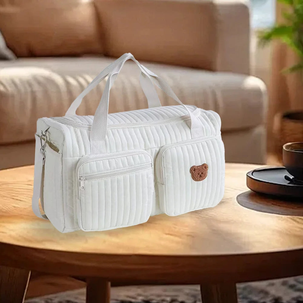 Quilted Baby Diaper Bag Large Capacity Weekender Travel Bag