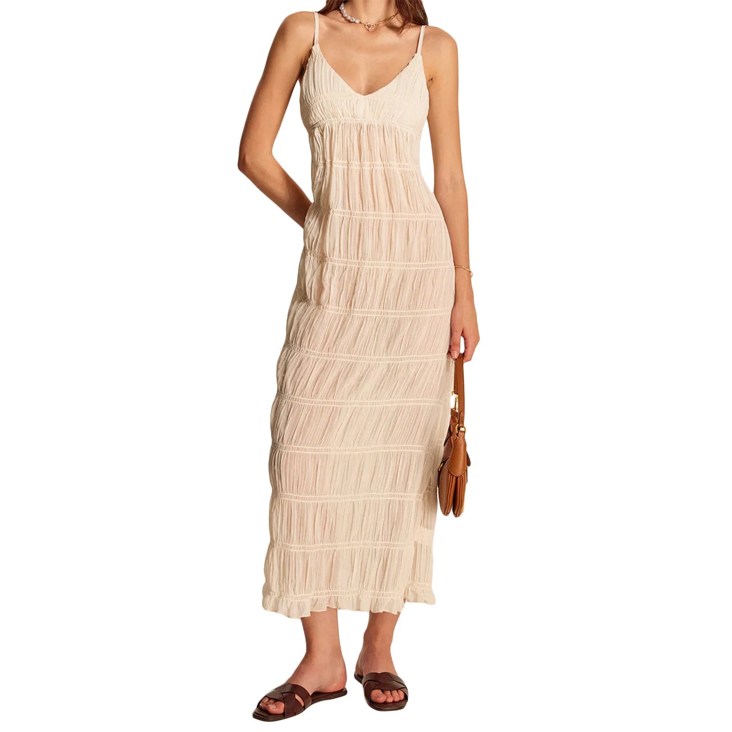 Hirigin Floral Maxi Dress With Ruffle Hem For Summer Party
