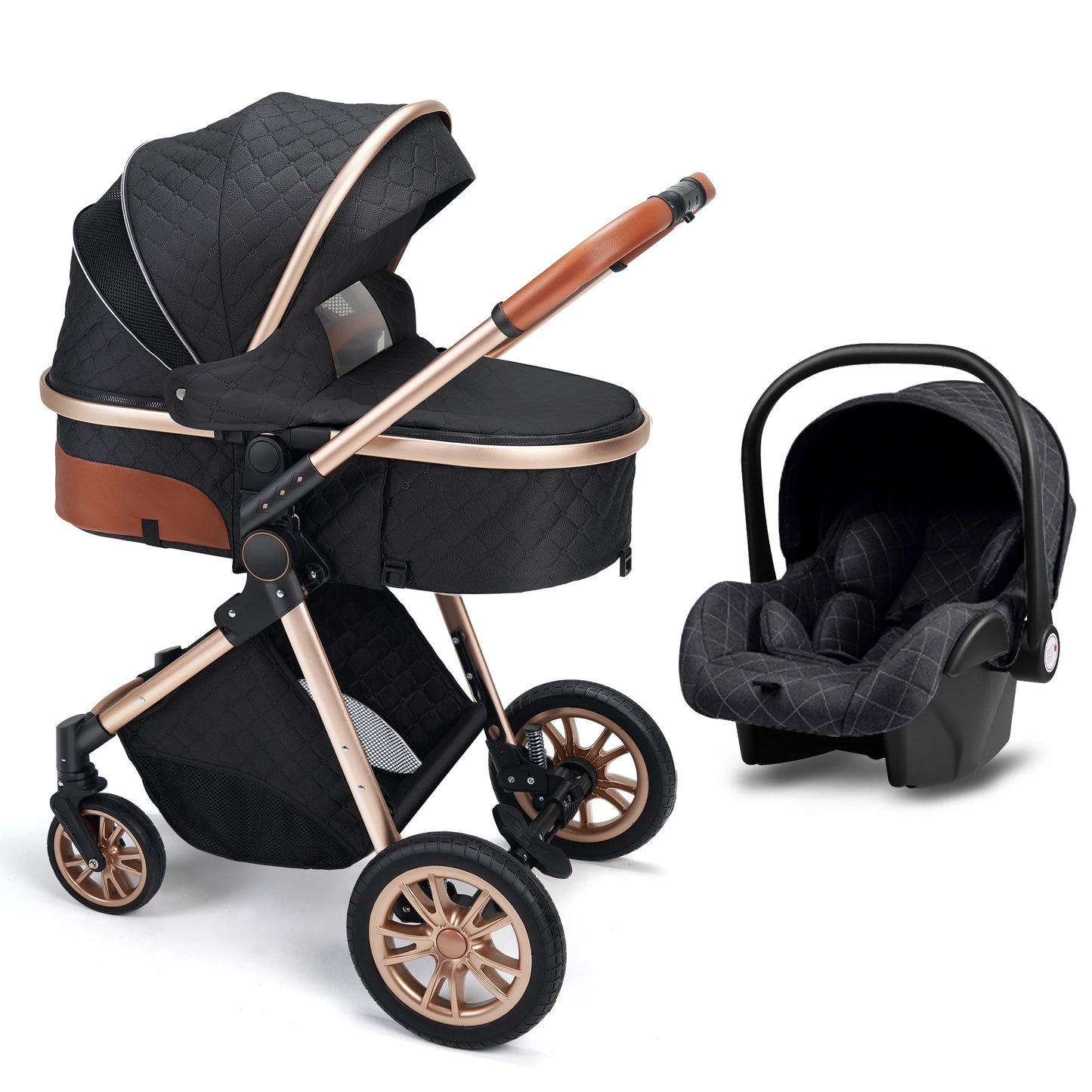 3 In 1 Luxury Pram High Landscape Stroller Reversible Seat