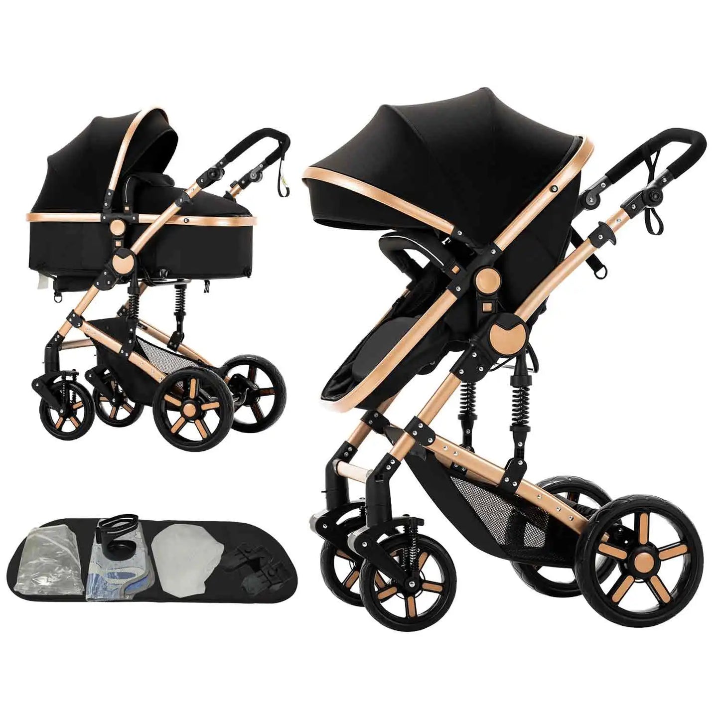 Baby Stroller 2 In 1 Foldable Portable Pushchair Carriage