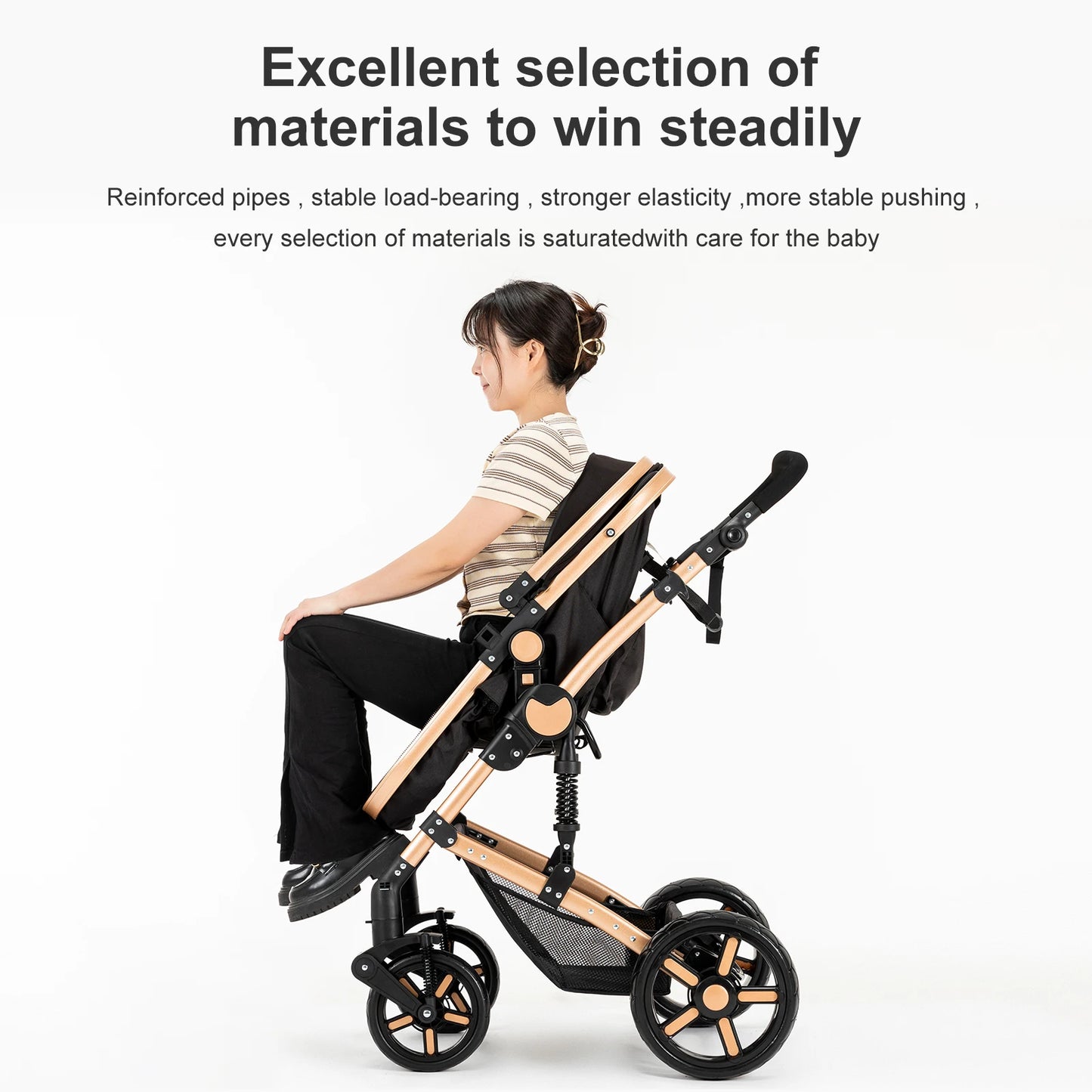 Baby Stroller 2 In 1 Foldable Portable Pushchair Carriage