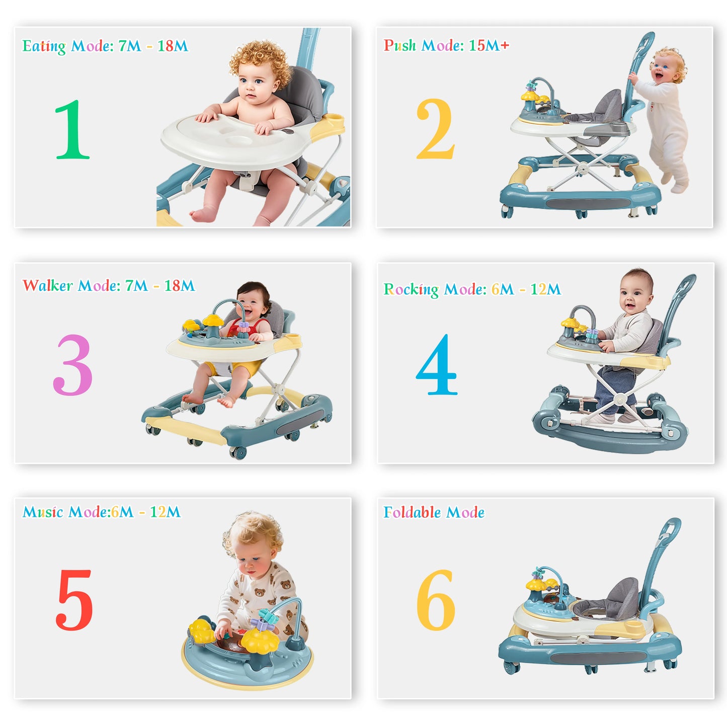 Multi Functional Baby Walker With Awning Anti-Rollover