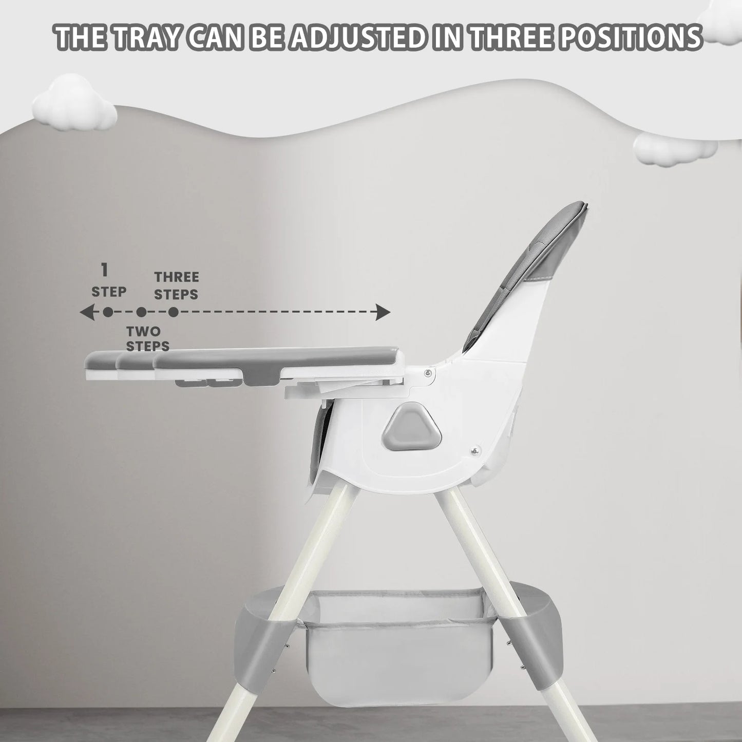 PIORLADO Folding Baby High Chair With Antislip Pad Toy Rack
