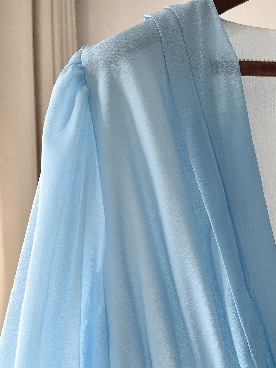 Floral Print Long Flowing V Neck Dress with Long Sleeves