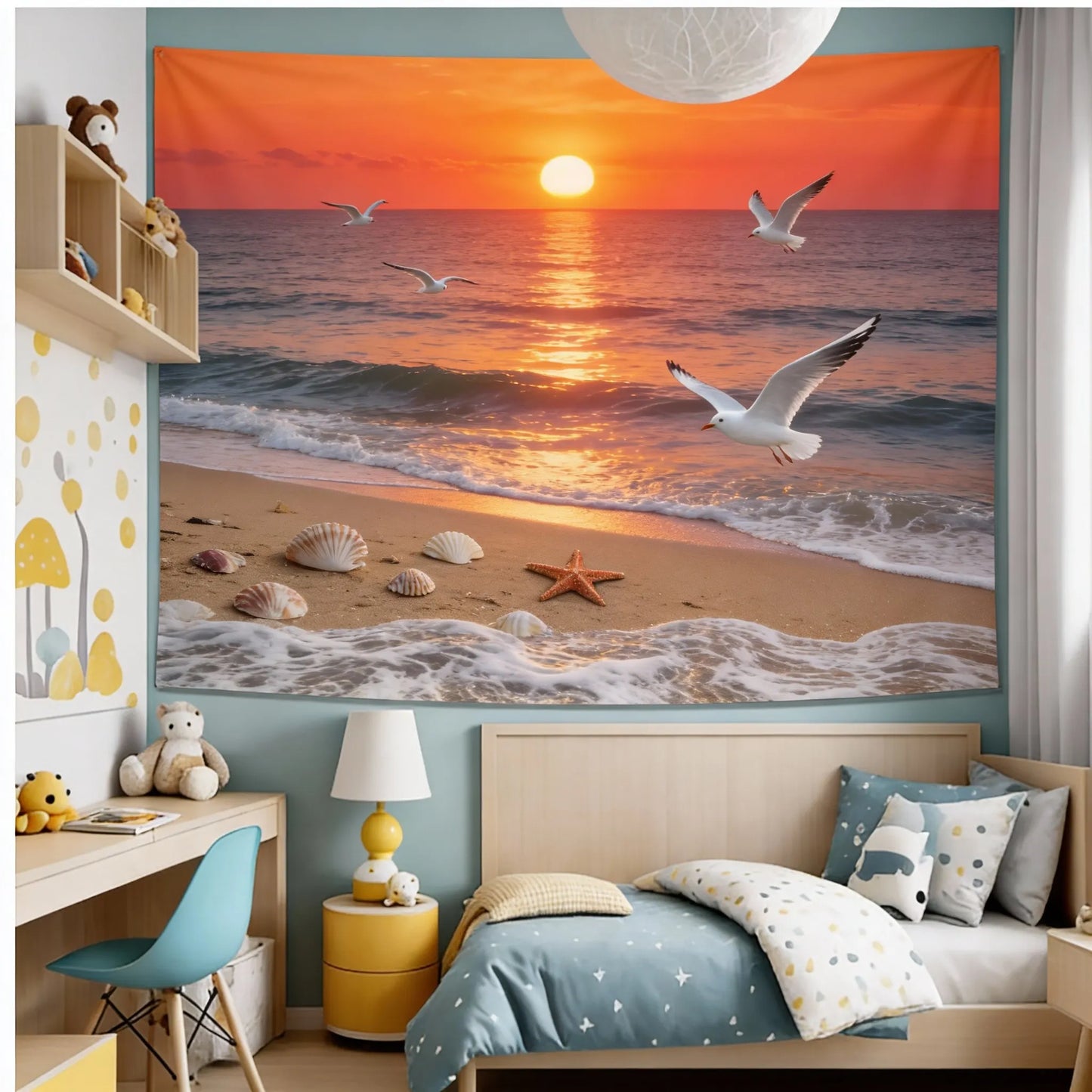 NONECN Rainy City Night View Tapestry Living Room Bedroom Wall Hanging Decor
