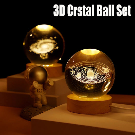 3D Galaxy Crystal Ball Night Light LED Lamp Saturn System