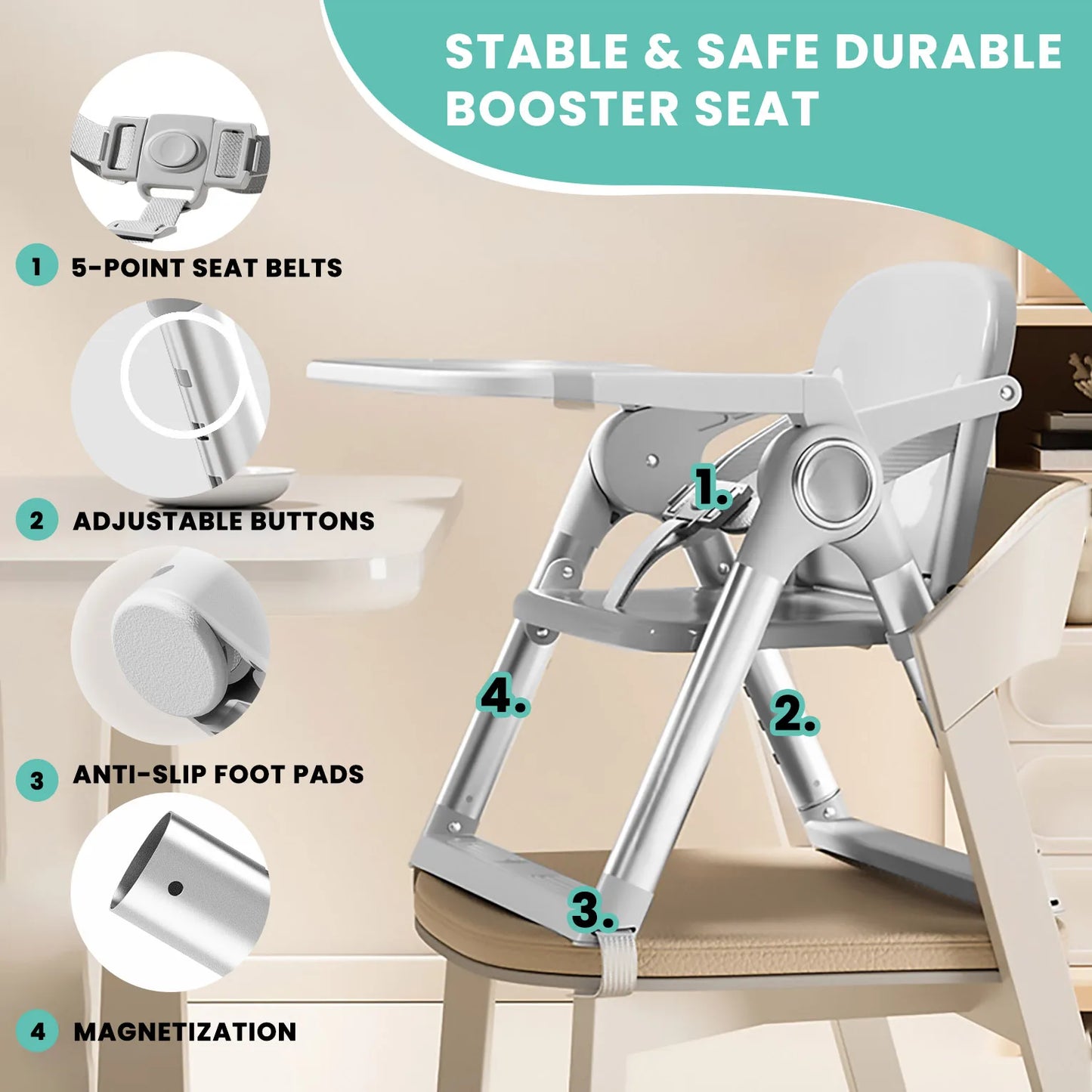 Ubravoo Baby Folding Booster Seat High Chair For Dining And Travel