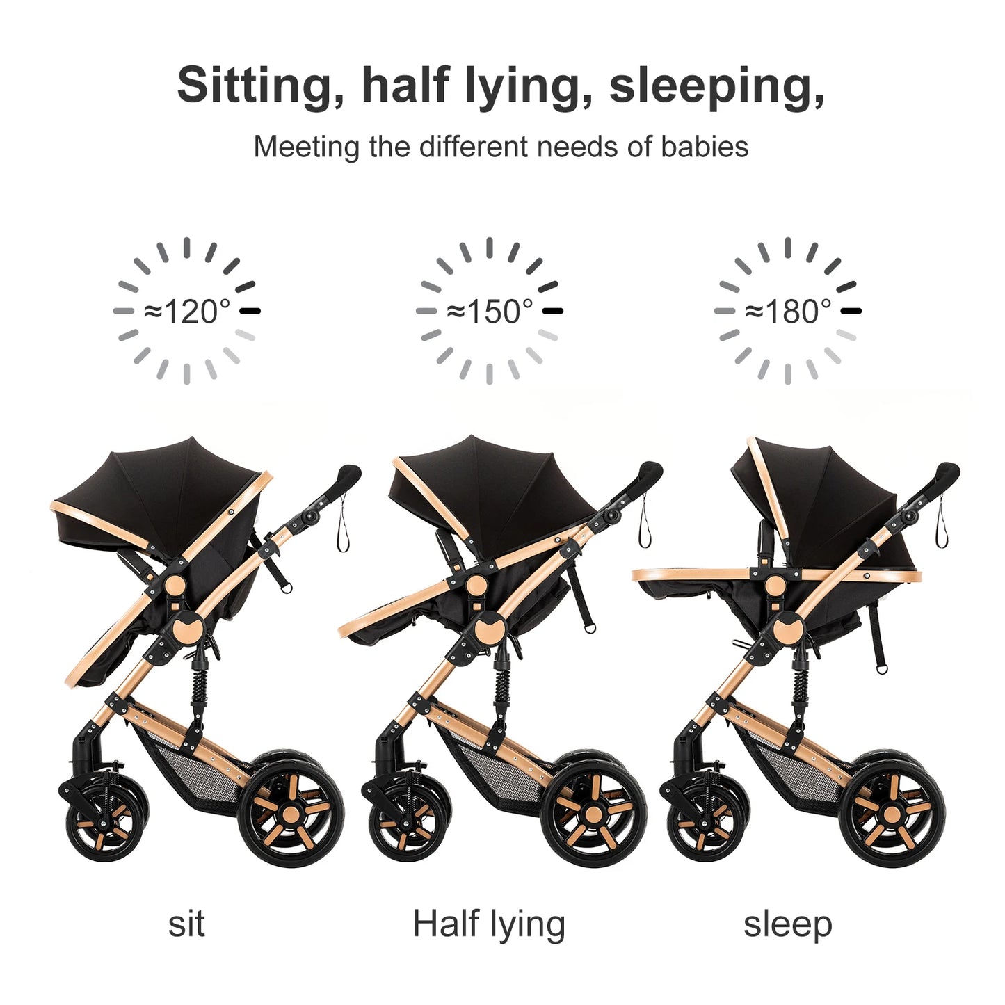 Baby Stroller 2 In 1 Foldable Portable Pushchair Carriage