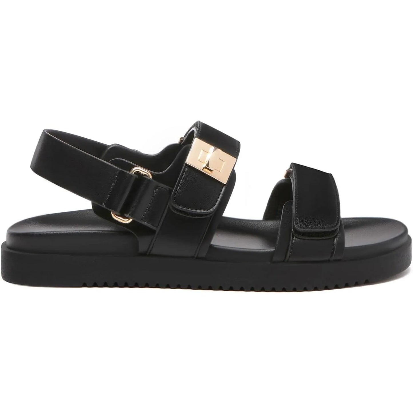 Comfort Footbed Leather Adjustable Double Strap Sandals For Women