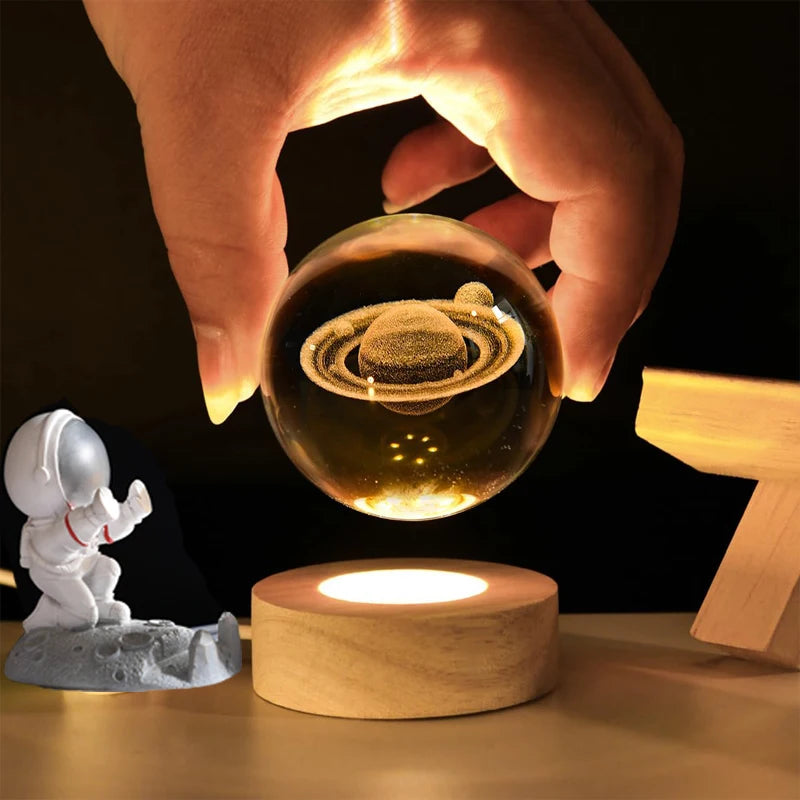 3D Galaxy Crystal Ball Night Light LED Lamp Saturn System