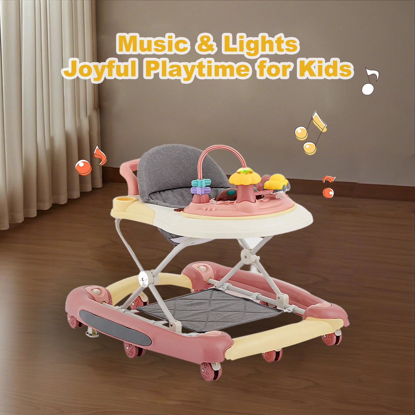 Multi Functional Baby Walker With Awning Anti-Rollover