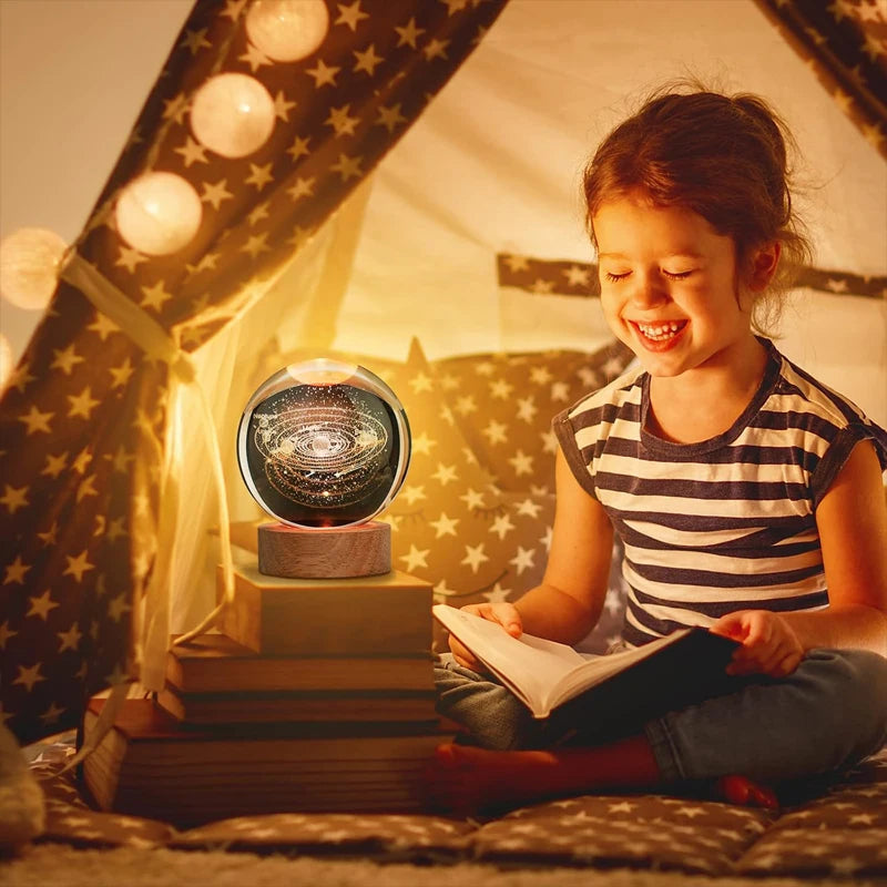 3D Galaxy Crystal Ball Night Light LED Lamp Saturn System