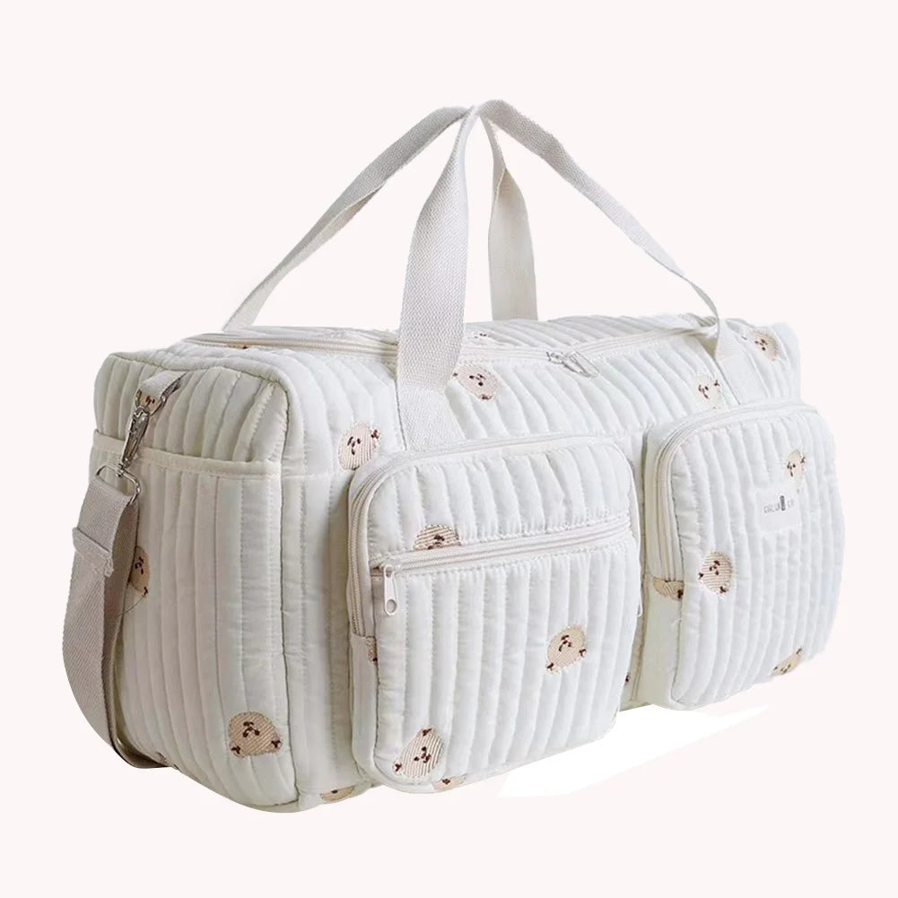 Quilted Baby Diaper Bag Large Capacity Weekender Travel Bag