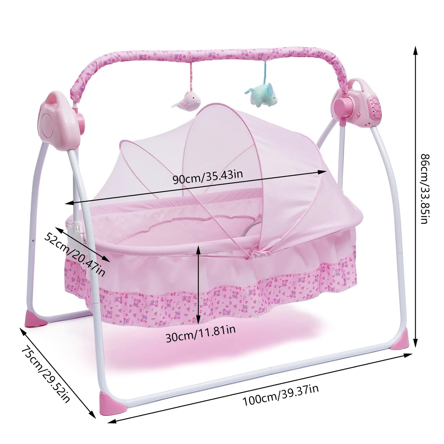 Electric Baby Crib Cradle Auto Swing Rocker With Five Gear Speed