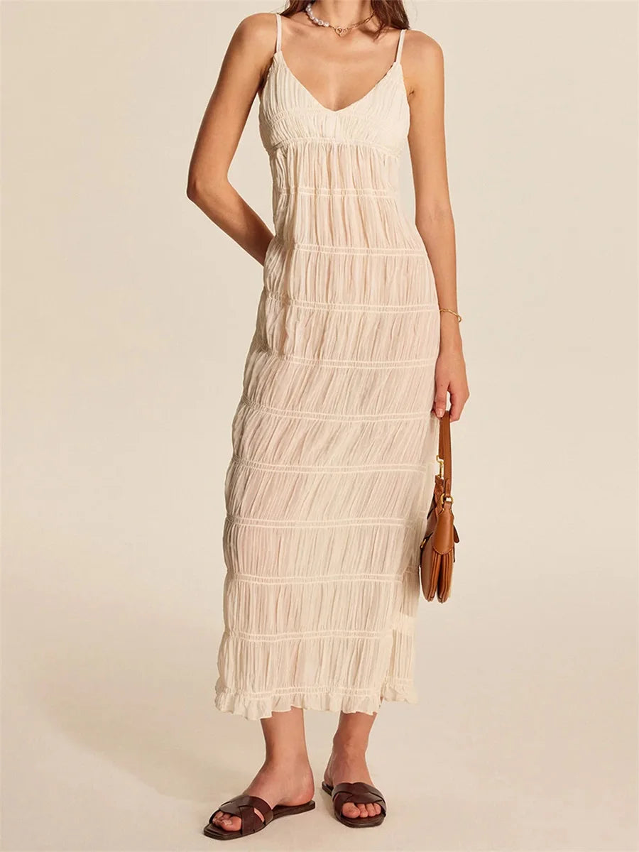 Hirigin Floral Maxi Dress With Ruffle Hem For Summer Party