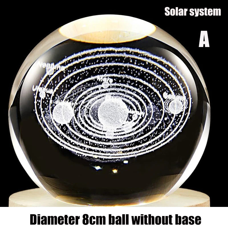3D Galaxy Crystal Ball Night Light LED Lamp Saturn System