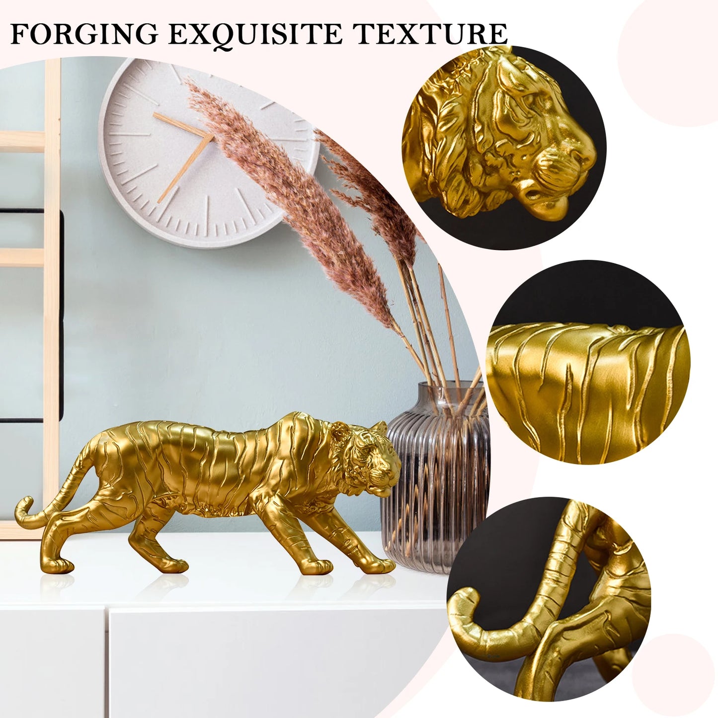 Shunmaii Resin Tiger Figurine Modern Home Decor Sculpture